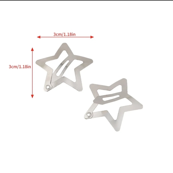 Y2K silver star hair clips - Picture 3 of 4